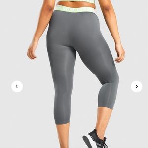 Grey and lime green Gymshark capris.